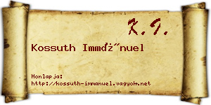 Kossuth Immánuel névjegykártya